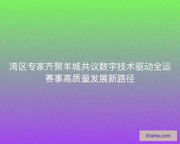 湾区专家齐聚羊城共议数字技术驱动全运赛事高质量发展新路径
