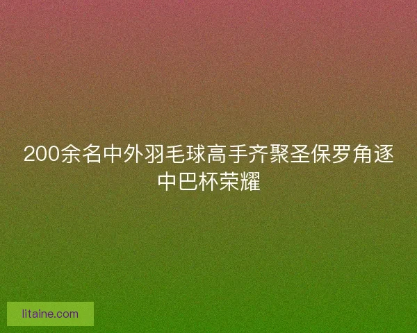 200余名中外羽毛球高手齐聚圣保罗角逐中巴杯荣耀