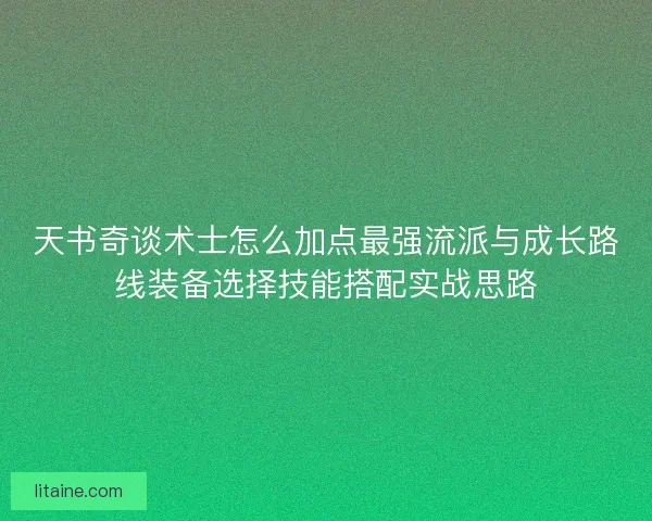 天书奇谈术士怎么加点最强流派与成长路线装备选择技能搭配实战思路